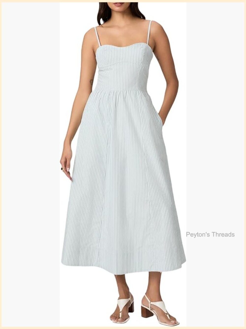 Fit-and-Flare Midi Dress with Sweetheart Neck and Zipper Back - Picture 1 of 4